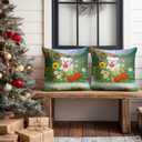 2 x HOMETITUTE 18x18 Inch Set of 2 Christmas Dog Throw Pillow Covers Soft Decorative White Puppy Cushion Covers Holiday Winter Christmas Pillow Cases Farmhouse Garden Decor for Sofa Couch Bed Living Room