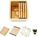 Gold Kitchen Sink, 13" x 15" x 10" Undermount Bar Sink, 13 Inch Small and Deep Kitchens Sinks, Stainless Steel Material, 13 x 15 Single Bowl Workstation Sinks with Matching Accessories