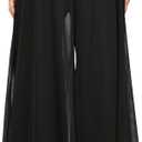 Alex Evenings Womens Wide Leg Chiffon Dress Pant for Mother of The Bride, Elegant Party Outfit (Petite and Regular Sizes) (Large, Black Mesh Cropped)