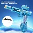 Electric Water Gun for Adults Kids, Transparent Automatic Squirt Watergun with Water Spray Sound and Led Lights, Summer Outdoor Water Pistol Pool Beach Party Toys for Boys Girls, Blue