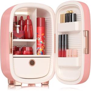 Skincare Fridge 12 Liter, Beauty Refrigerator for Cosmetic Storage 10C/50F + Intelligent Constant Temperature Control, Pink Compact Mini Fridge for Makeup and Lipstick