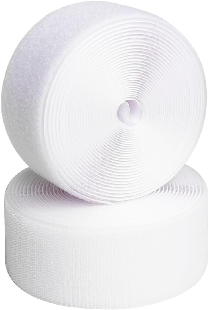 2 Inch x 16.5 Feet, Sew on Hook and Loop Tape, Non-Adhesive Back Heavy Duty Nylon Strips Fabric Fastener, Hook and Loop Strips for Home, School, Office and DIY Project White