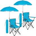 2 Pack Beach Umbrella Chairs Folding Camping Portable Beach Chairs with Canopy Shade Adults with Cup Holder Carrying Bag for Camping Hiking Travel Picnic Outdoor Events (Light Blue), 31.5 x 31.5 x 19.7 inches