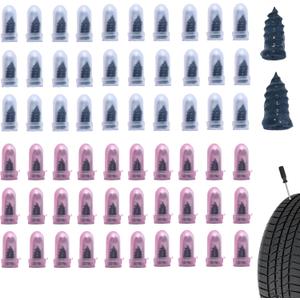 60 PCS Tire Repair Rubber Nail, Vacuum Tire Repair Kits Spiral Rubber Screws, Fast Self-Service Tool for Car, Truck, Motorcycle, Tractor Tire Puncture Repair (Black)