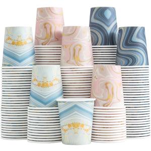 300 Pack 3 oz Paper Cups, Disposable Bathroom Cups, Small Mouthwash Cups, Mini Paper Cups for Bathroom(Mixed Colors), 300pack-Cyan&Blue&Pink