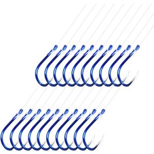 AMHDV Tiny Fishing Hooks with Line, Small Fishing Hook and Leader (Pack of 20) (10# (3.3-6.6lb), Blue)