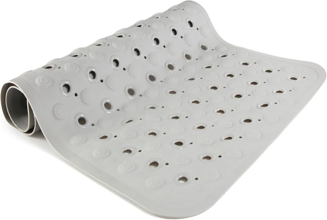 Kenney KN67262 TPE Bubble Bath Mat, Shower Mat, Tub Mat with Suction Cups and Large Drain Holes for Use Inside the Bathroom Shower, 27.75" L x 15.5" W, Gray
