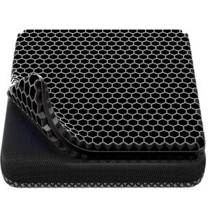 Gel Seat Cushion, Cooling Thick Big Breathable Honeycomb Design Absorbs Pressure Points Seat Cushion with Non-Slip Cover for Office Chair Home Cars Wheelchair