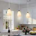 karyfine Mini Pendant Lights Kitchen Island Beige Marble Glass Lamp Shade Hand Blown Glass Pendant Light with Brush Nickel Finish Adjustable Cord for Kitchen Over Sink Hallway,Dining Room