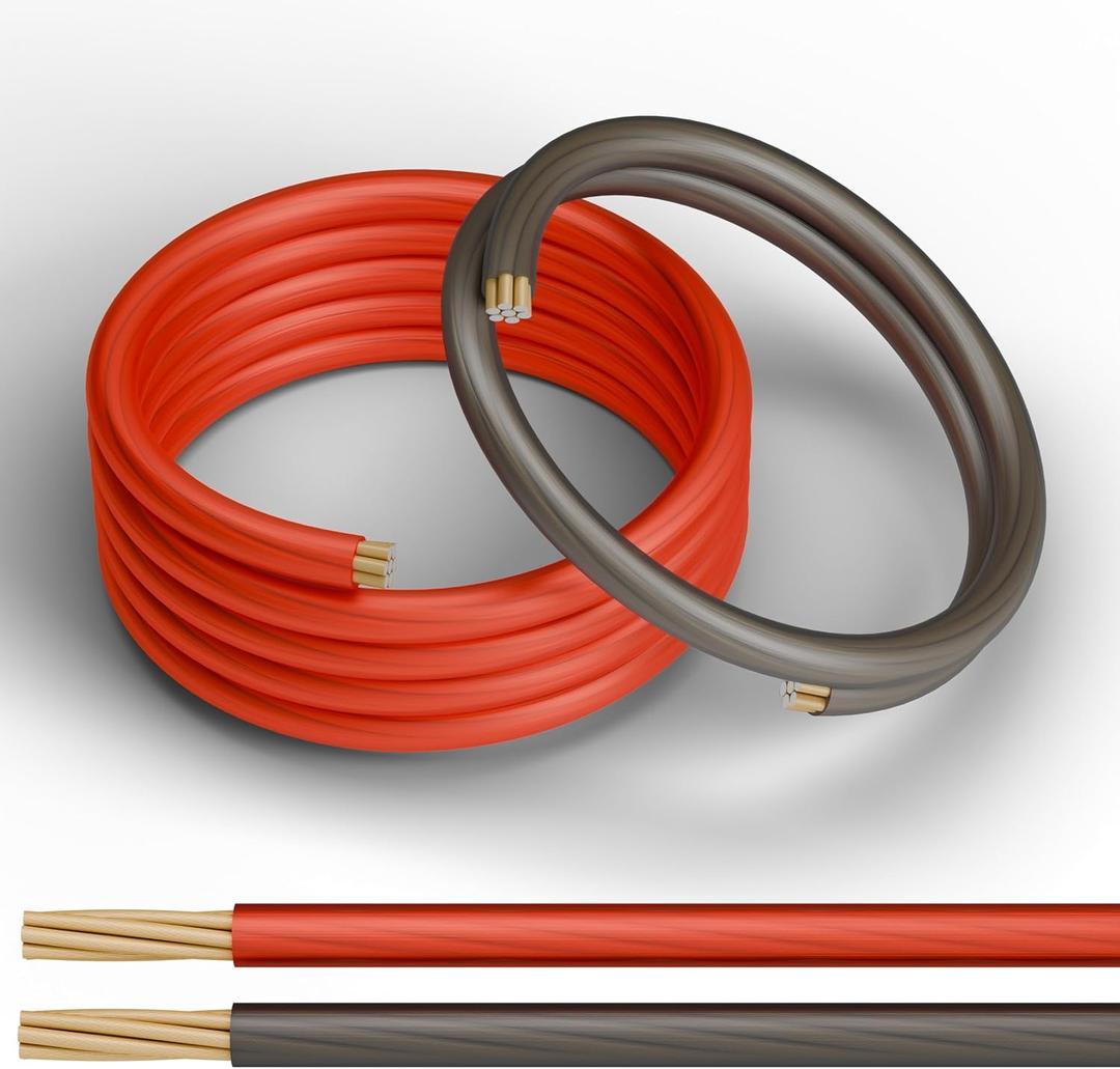 4 Gauge Wire (20FT Red and 5FT Black), Copper Clad Aluminum,Low Voltage Primary Automotive or Ground Cable, Battery Cable, Car Amplifier Power & Ground Wire Kit, Car Audio Speaker, Amp