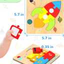 Yetonamr Wooden Toddler Puzzles Gifts Toys for 1 2 3 Years Old Boys Girls, 6 Vehicle Shape Montessori Toys Educational Blocks Kids Toys Gift Baby Learning Toy Age 1-3, 2-4