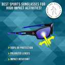 Polarized Sports Sunglasses for Men & Women | UV Protection Mirrored Polarized Lenses, Adjustable Nose Pad, Unbreakable | Fishing, Baseball, Cycling, Golf Running Sunglasses | Hard Zipper Case | Blue