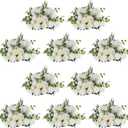 NUPTIO Large Flower Centerpieces for Tables: 17.7 inch Diameter White Artificial Flower Ball Arrangement 10 Pcs for Wedding Party Centerpiece - Fake Floral Rose for Bridal Shower Decorations