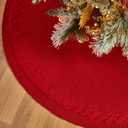 36 Inch Red Knitted Christmas Tree Skirt: Small Thick Cable Knit Round Cream Tree Skirt for 4-6FT Tree Rustic Neutral Farmhouse Neutral Christmas Tree Decorations Tree Base Cover