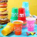 120 Pcs Hawaiian Luau Plastic Cups 16 oz Disposable Tropical Flamingo Palm Leaves Plastic Drinking Cups for Summer Aloha Luau Tiki Party Supplies