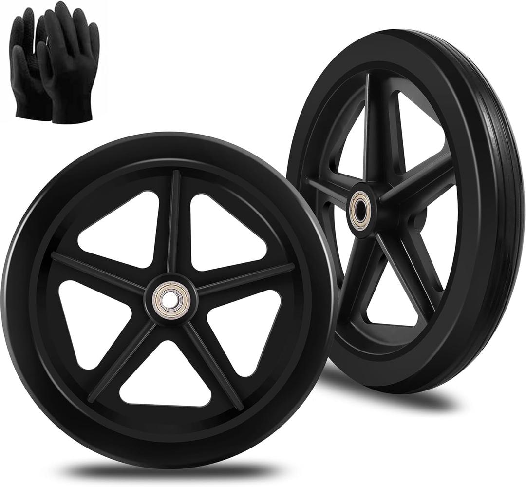 2Pcs 8 Inch Replacement Wheelchair Wheels for Walkers - Environmentally Friendly Rubber Material, Wear-Resistant PU Tires, Anti-Slip, and Durable ABS Wheel Hub (8IN Narrow 2Pcs)