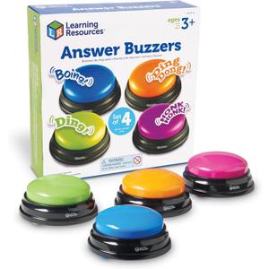 Learning Resources Answer Buzzers - Classroom Must Haves Supplies, Kids Toys, Sound Effect Button, Family Game Shows, Buzzers for Trivia, Participation Tools Boys and Girls Birthday Gifts