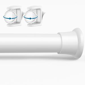 AIZESI 1PCS Spring Tension Curtain Rods 24 to 46 Inch White Tension Rod Spring Curtain Rod Short Curtains Rod 's Tension Adjustable Curtain Rods for Window, (With One Set Rod's Holder)