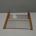 HTB Dish Drying Rack 2 Tier,Collapsible Stainless Steel & Teak Wood Dish Drying Rack,Foldable Dish Drainer for Plates,Cups,Kitchen Counter,Home,Apartment