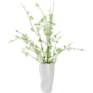 Elements Artificial White Flower Arrangement in White Ceramic Vase, Realistic Look and Feel