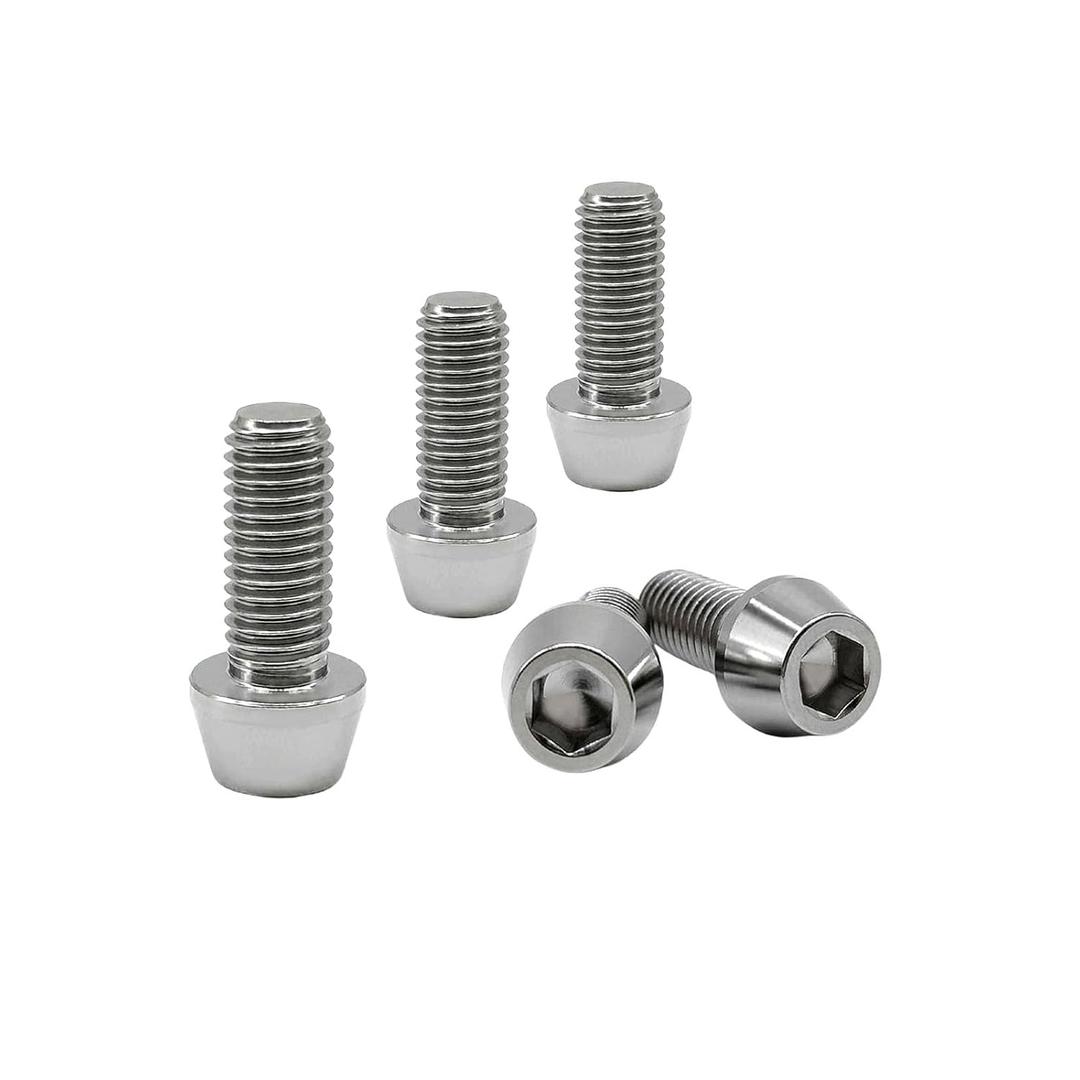 RISON Titanium Bolts Ti Bolt M5*0.8 * 10 Hex Tapered Socket Head 5Pcs Original Titanium Hex Tapered Head Bolt Screw for Bike stem