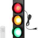 yeesport Traffic Light Wall Lamp, Retro Traffic LED Light with Remote Controller, Kids Bedroom Stop Light, Room Decor Light, Vintage Fun Signal Light for Bedroom, Living Room, Club, Bar, Pub (1)