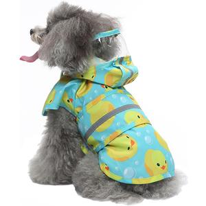 Dog Raincoat Hooded, Reflective Dog Slicker Poncho Adjustable Waterproof Lightweight Rain Jacket for Dogs, Duck,  (S(3-4 pound))