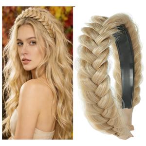 Braided Headband WithTooth Wide Braid Messy Hair Hoop WomenFashion Hair AccessoriesBeach Gold