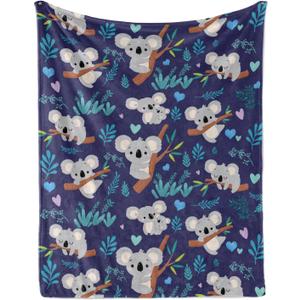 Koala Blanket Soft Flannel Lightweight Throw Blanket Koala Bear Present for Kids Girls Boys All Season Animals Blankets for Sofa Couch Bed Decorative