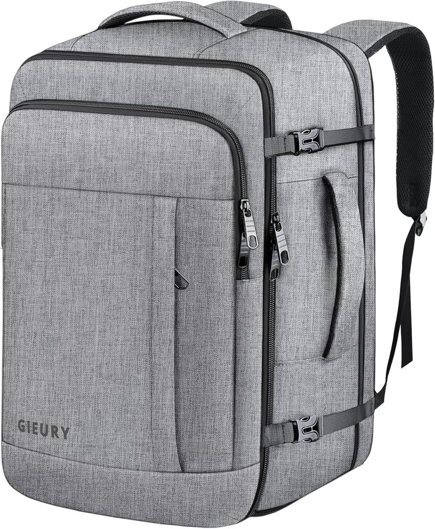 Carry On Backpack, Extra Large 40-50L Travel Backpack for Men & Women, Expandable Backpack For Airplanes, 17 Inch Laptop Backpack, Luggage Suitcase 40L Daypack Lightweight Business Weekender Bag, Grey (2X-Large(20"x14"x10"))
