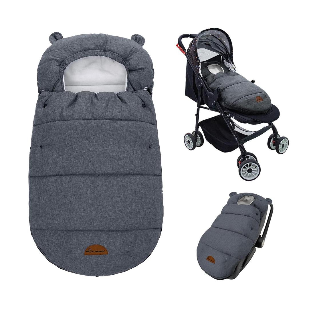 Universal Footmuff for Stroller, Baby Bunting Bags, Winter Windproof Warm Pram Footmuffs, Water Resistant Sleeping Bag with Hood for Strollers, Pushchairs, Prams, Car Seat, 30"*17.5" (Gray Small)