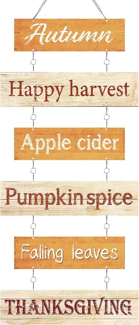 Hotop Fall Decorations for Home Thanksgiving Hanging Signs Metal Wall Plaque Autumn Wall Hanging Decor for Home Thanksgiving Autumn Office Indoor Outdoor Door Decor Sign(Retro Color)
