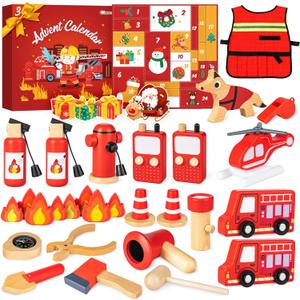 Fireman Role Play Set for Kids, Commodum Pretend Fire Fighter Toys, Christmas Advent Calendar - 24 Days Advent Calendar Countdown Gifts for Toddlers Boys Girls, Xmas Surprise Holiday Gifts Ages 3+