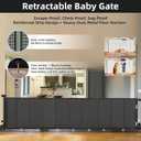 Retractable Baby & Pet Gate, 236″L x 42″H Extra Wide Mesh Retractable Dog Gate, 7 Reinforced Rods & Suction Cups, Safety Lock, One-Hand Operation,16 FT Easy Install for Indoor Outdoor, Black