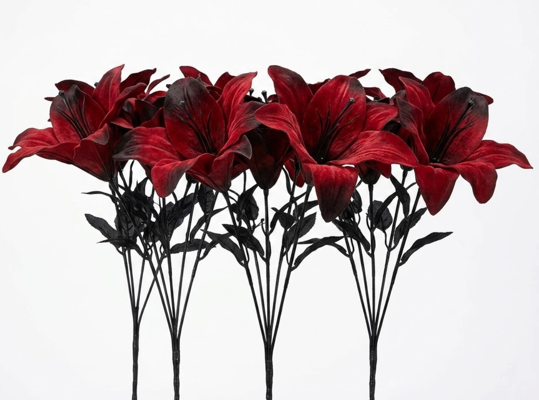 4 Bundles Red Arrangement Artificial Calla Lily Red Flowers for Wedding Bouquet Home Decoration Faux Calla Lilies Flower