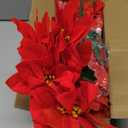 WISTART 8 Pack 7 Heads Christmas Artificial Poinsettia Flowers Faux Poinsettia Bush Bouquets Silk Poinsettia Christmas Tree Ornaments Poinsettia Flowers Arrangement for Xmas Holiday Decor(Red)