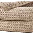 Microfiber Waffle Hand Towels, 2 Pieces, Soft, Absorbent, Fast Drying, Lint Free 430 GSM (Beige)