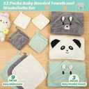 12 PCS Baby Towels, 3 PCS Soft Hooded Baby Towels & 9 PCS Washcloths, Baby Bath Towels for Newborns, Infants & Toddlers- Ultra Absorbent, Cute Baby Towel Gift for Boys & Girls