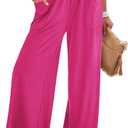 GRAPENT Wide Leg Pants for Women High Wasited Baggy Palazzo Pants Casual Pull On Bell Bottom Smocked Elastic Waist Pants (Medium, Hot Pink)