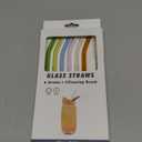 6-Pack Reusable Glass Straws Set, Clear Glass Drinking Straw, Cute Colorful Straws with Cleaning Brush, 8''x8MM