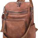 OPAGE Leather Backpack Purse for Women Fashion Tassel Ladies Shoulder Bags Designer Large Backpack Travel Bag (13-in Height, 0-1 Brown)