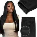 Lashey Invisi Edge Clip in Hair Extensions, 7pcs 110g 22 Inch Natural Black Seamless Clip in Hair Extensions Human Hair Silky Straight Real Remy Human Hair
