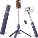 Vimose Phone Tripod & Selfie Stick with Remote, Portable, Lightweight for Video Recording Vlog, Extendable Travel Tripod Stand Compatible with iPhone Android, Purple, 62"