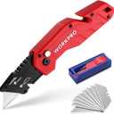 WORKPRO Folding Utility Knife, Quick Change Blade, Lightweight Nylon Handle, Utility Cutter with 10-piece Extra Blades (Red)