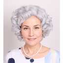 ColorGround Old Lady Granny Silver White Curly Wig 100 Days of School (Silver White Curly)