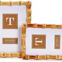 Two's Company Set of 2 Blonde Natural Bamboo Finish Photo Frame, Includes 2 Sizes, 4x6 and 5x7 Inches, Bamboo, Home Decor Accessories