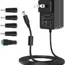 9V 1.5A Power Supply Adapter, DC 9V Power Cord, AC 100-240V to DC 9 Volts 13.5W, fit for DC9V Arduino UNO R3, 9Vdc Record Player, Schwinn 140/170/A10 Bike etc. with 5.5 * 2.5mm Center Positive Tip.