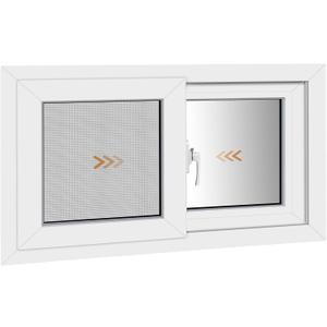 NOOTA Basement Window 32" x 18" Double Tempered Glass, Removable Flange, Vinyl Sliding Window，White | Sliding window