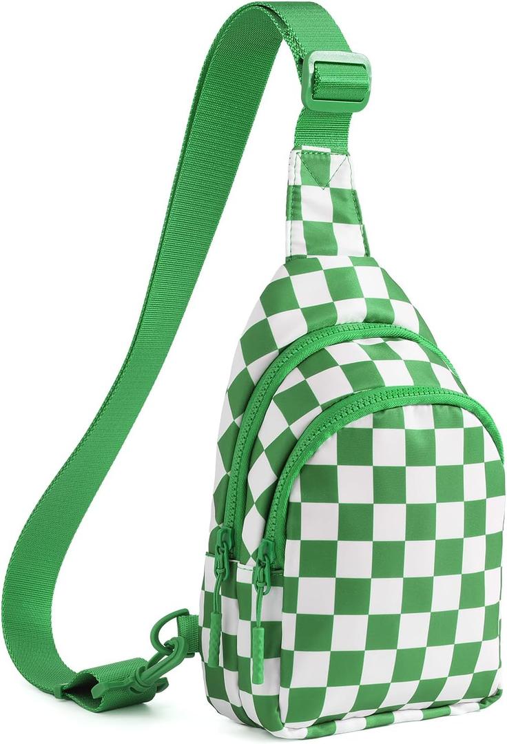 Checkered Sling Bag for Women Small Backpack Crossbody Chest Bag Fanny Packs Purses