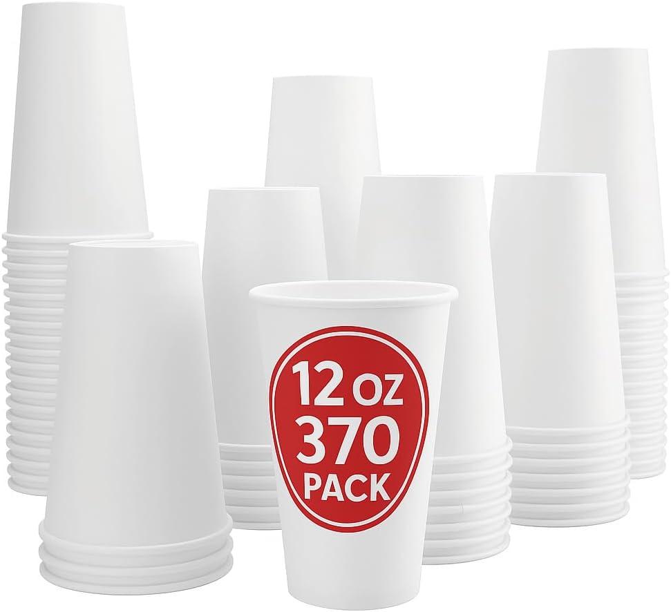BHSG KING-370 Pack - 12 Oz Coffee Cups |paper Cups For Hot & Cold Drinks| Leak-proof, BPAFree, Sturdy Disposable Coffee Cups | Eco-friendly Hot Drinking Cups For Party, Picnic, And Events